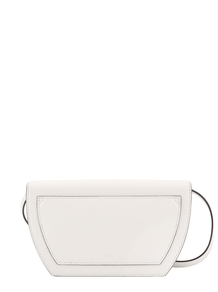 Leather shoulder bag with metal logoed detail