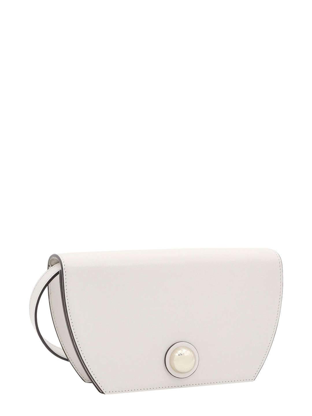 Leather shoulder bag with metal logoed detail