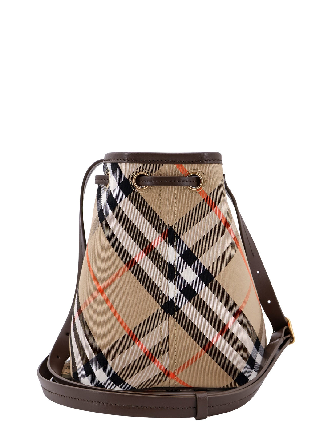 Canvas bucket bag with Burberry check motif