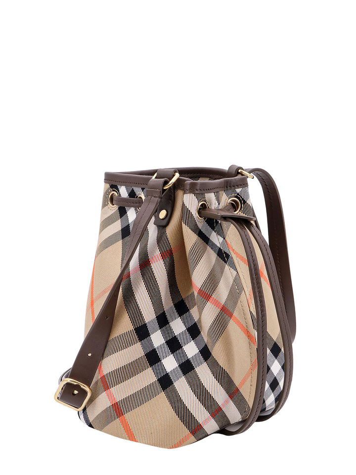 Canvas bucket bag with Burberry check motif