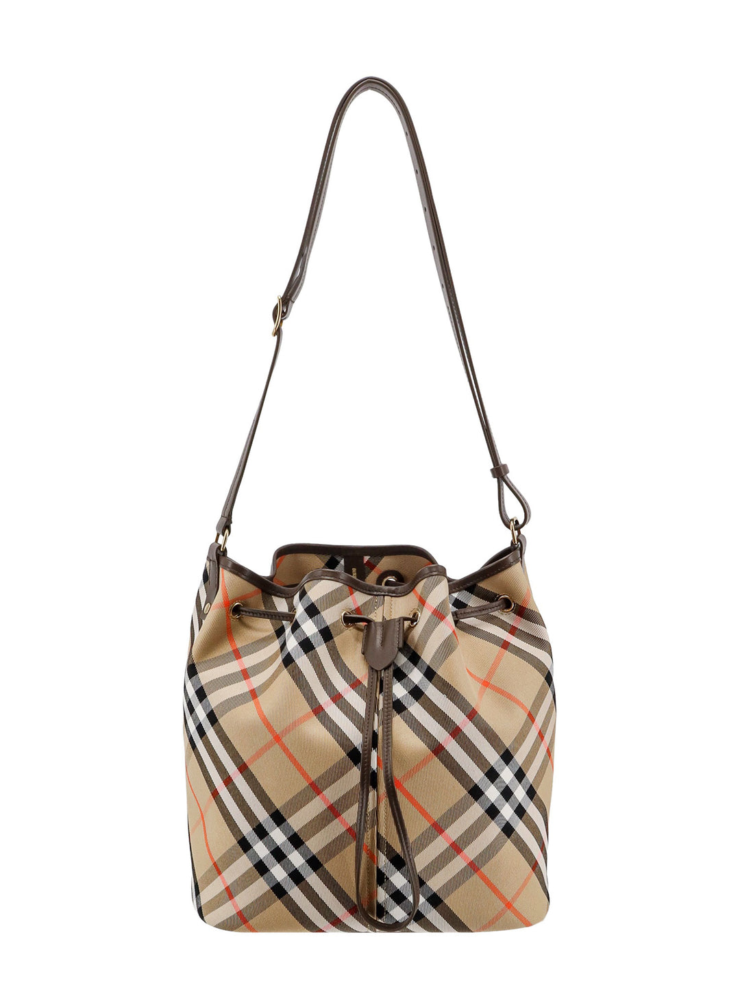 Canvas bucket bag with Check motif