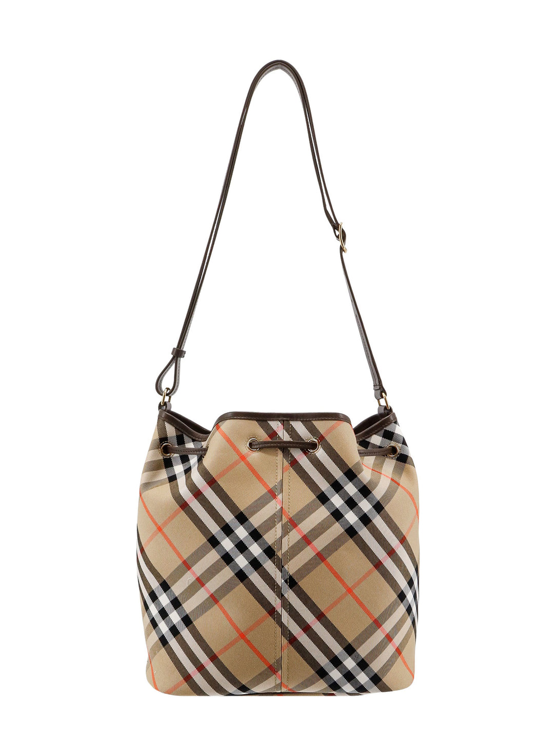 Canvas bucket bag with Check motif