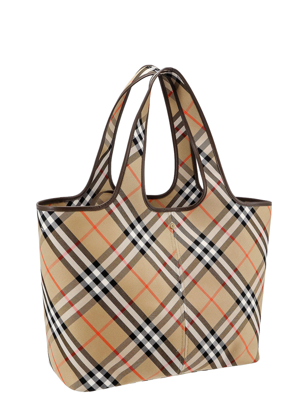 Canvas shoulder bag with Check motif