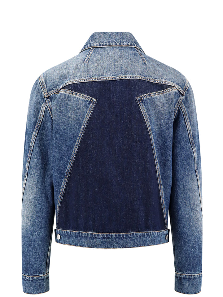 Denim jacket with stitching and contrasting inserts