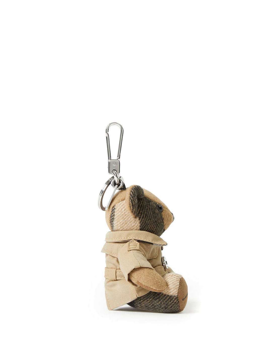 Key ring with double metal hook and iconic cashmere charm with trench detail