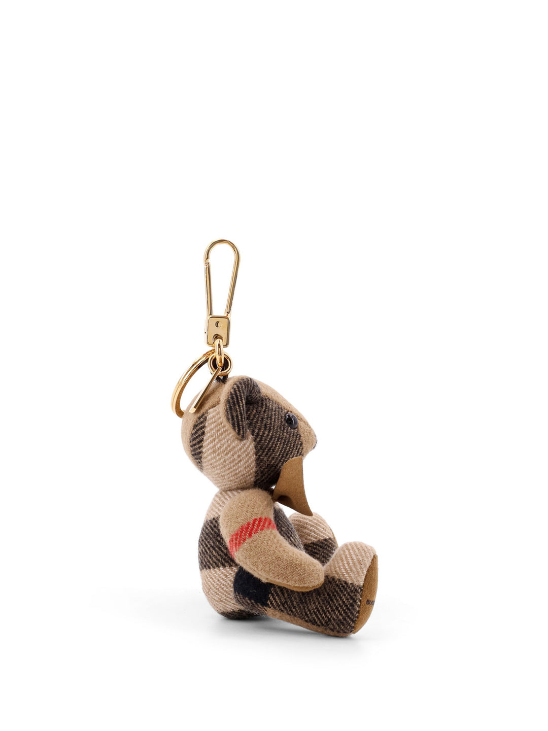 Keyring with double metal hook and iconic charm with Check motif