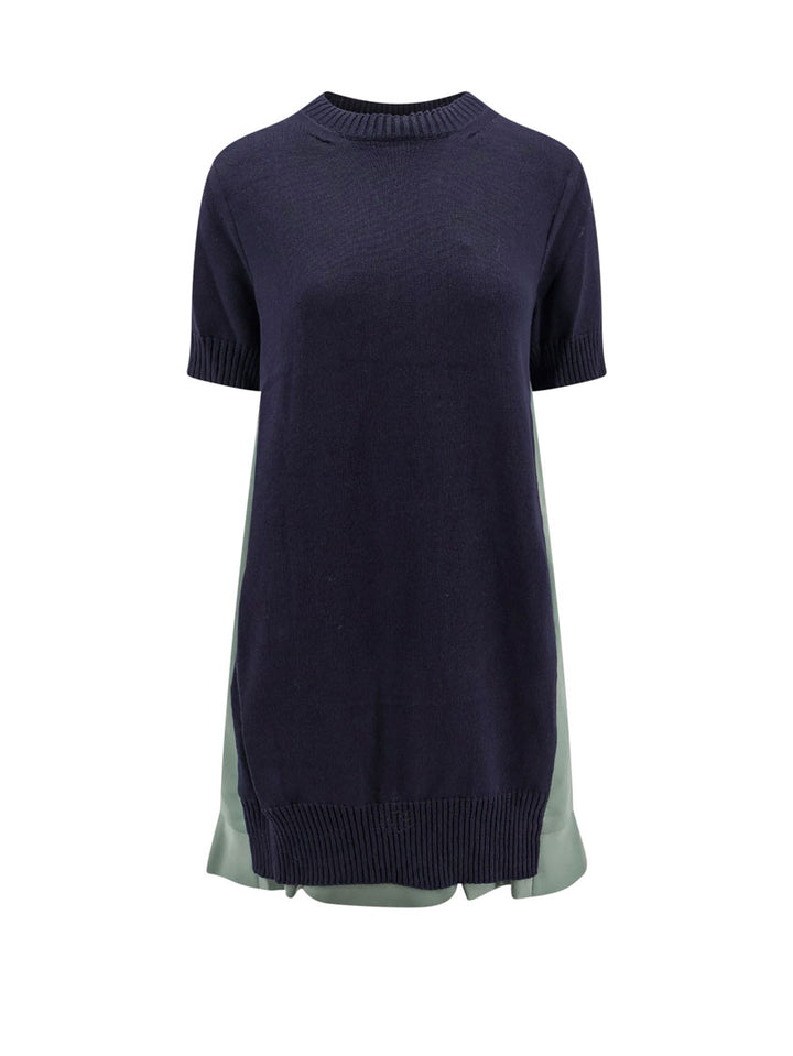 Cotton dress with back nylon panel