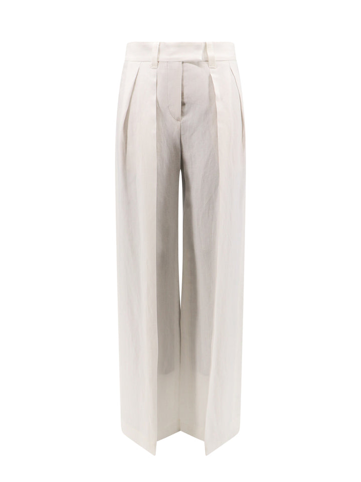 Viscose and linen trouser with frontal pinces