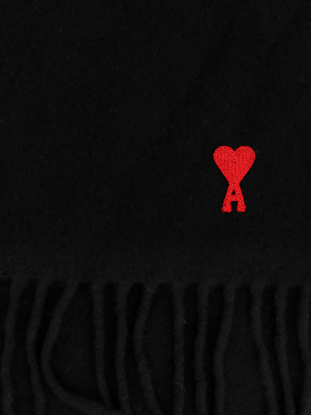 Wool scarf with embroidered logo on the bottom