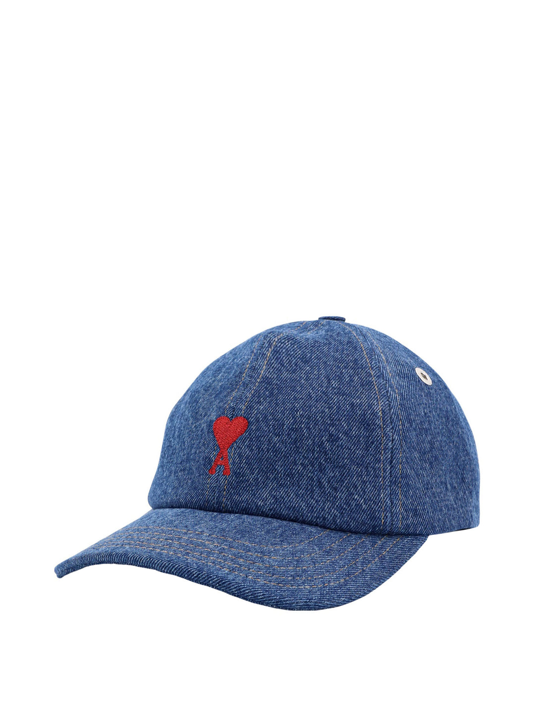 Denim hat with logo embroidery