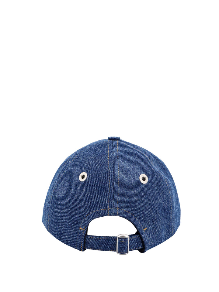 Denim hat with logo embroidery