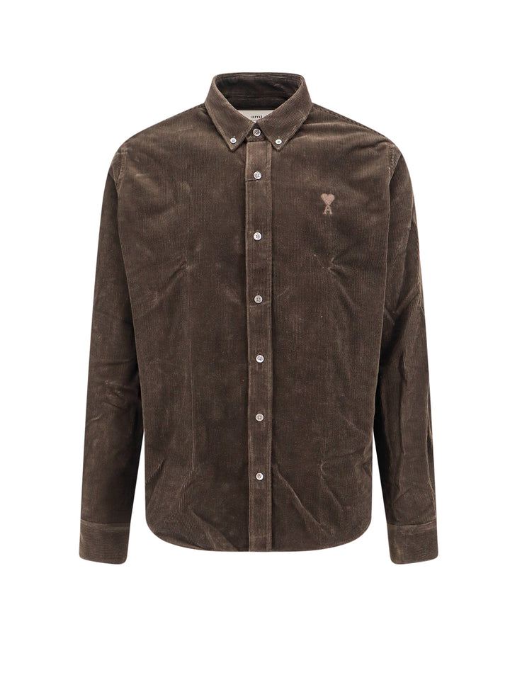 Corduroy shirt with embroidered logo