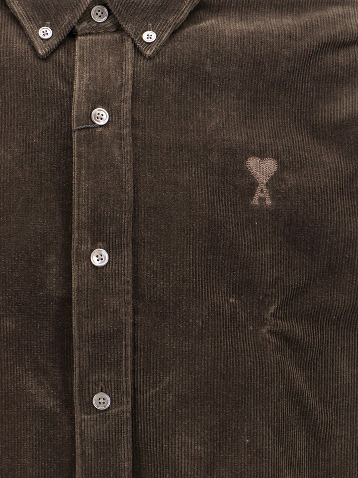 Corduroy shirt with embroidered logo