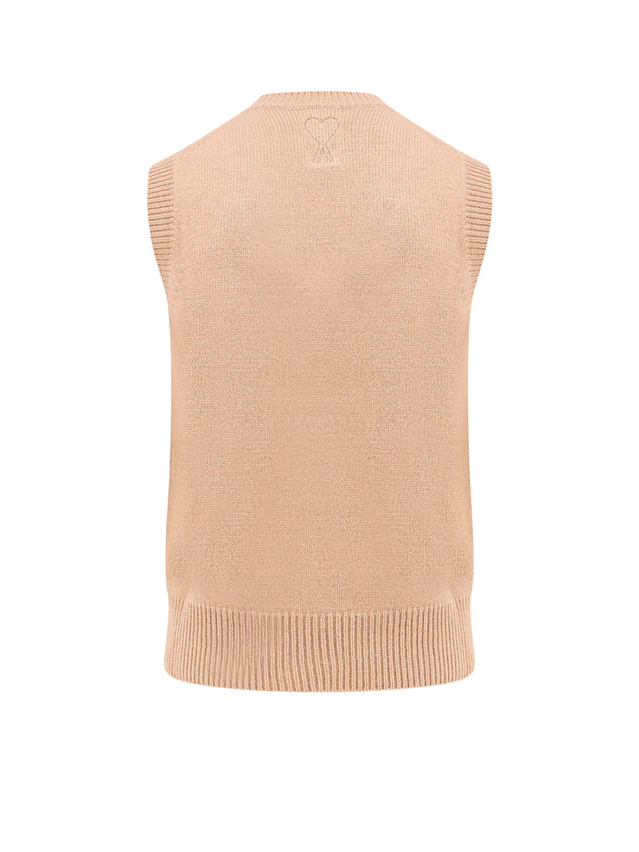 Extrafine merino wool and cashmere vest with rhombus motif