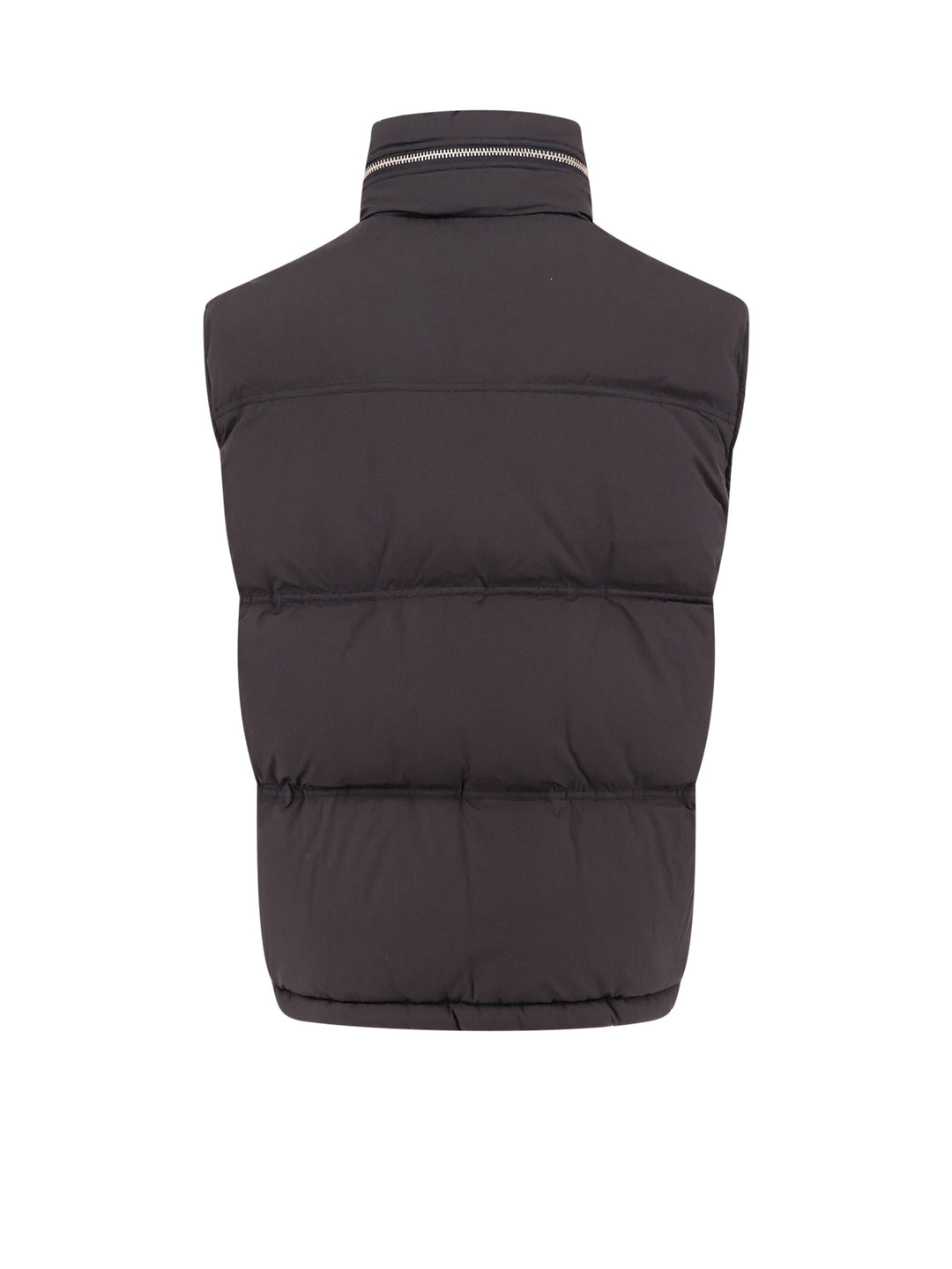 Padded and quilted sleeveless nylon jacket