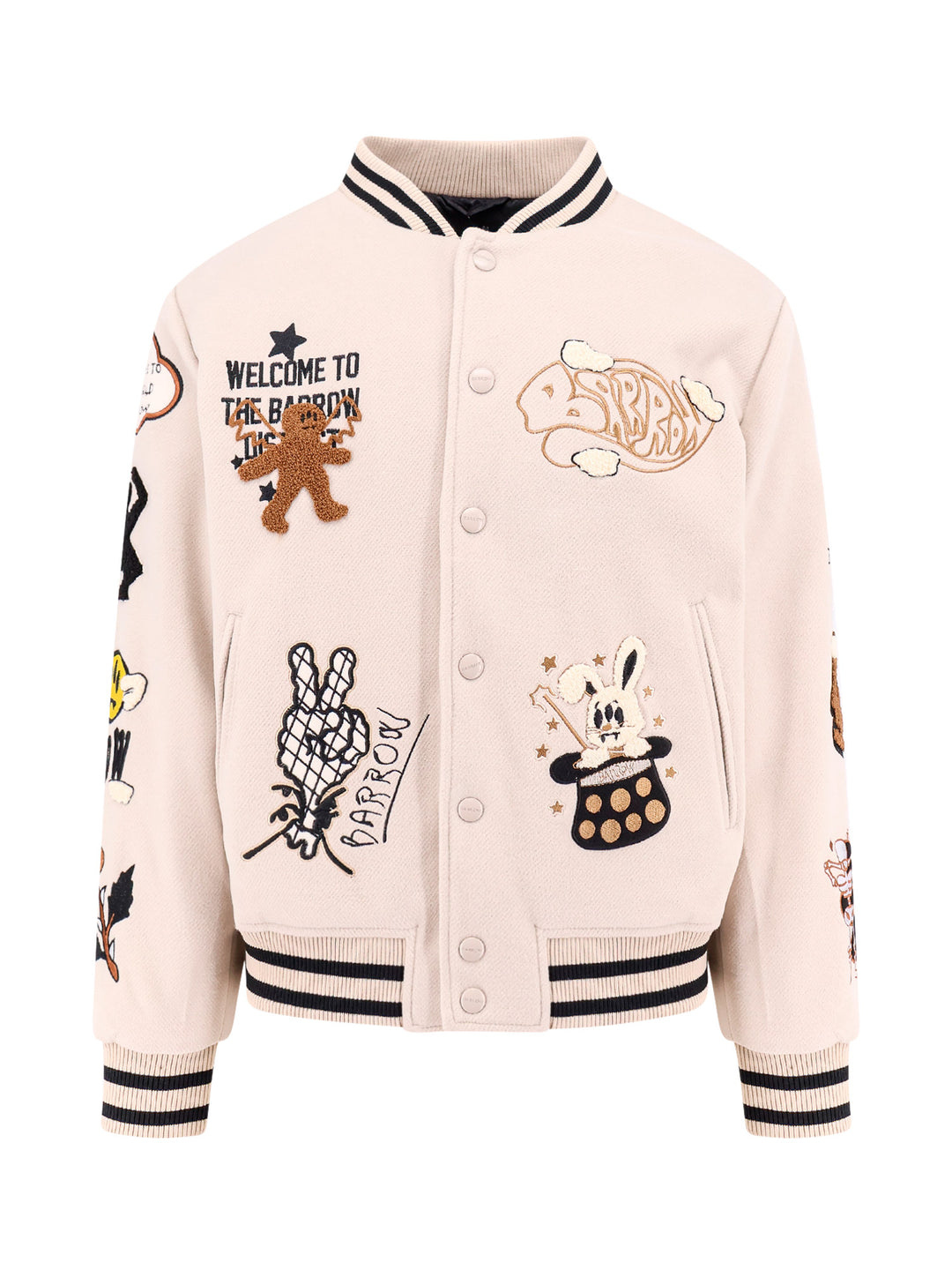 College padded jacket with patches and embroidery