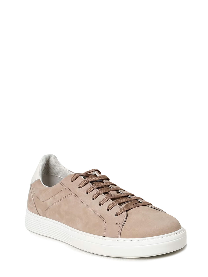 Suede sneakers with back logo print