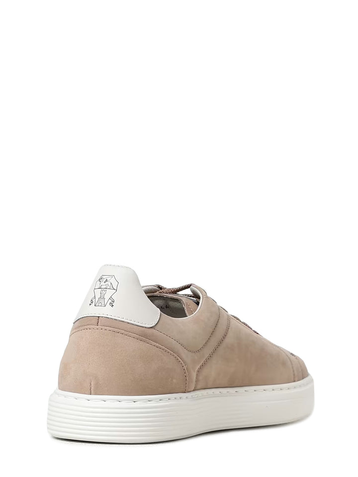 Suede sneakers with back logo print