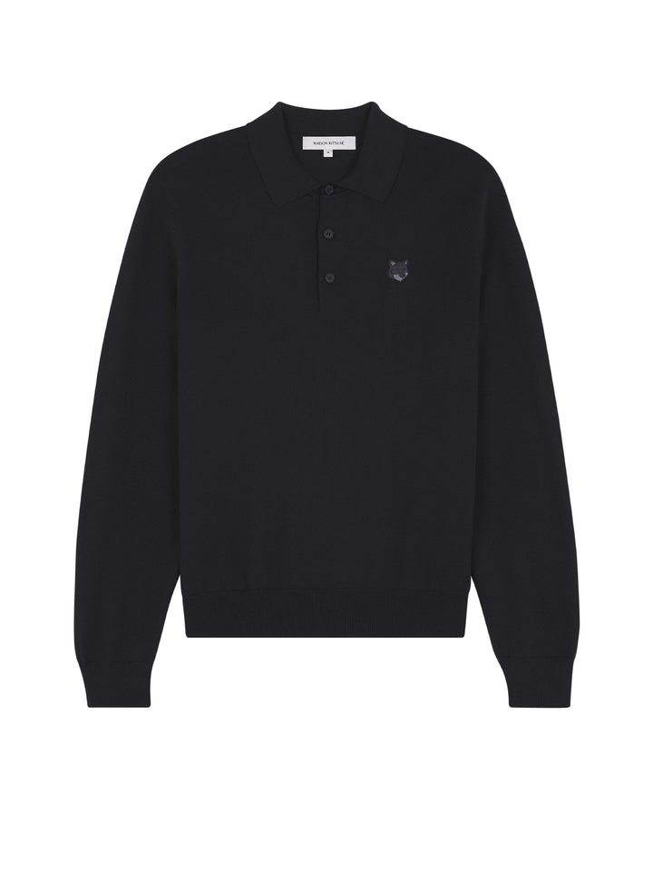 Wool polo shirt with embroidered Foxy patch on the front