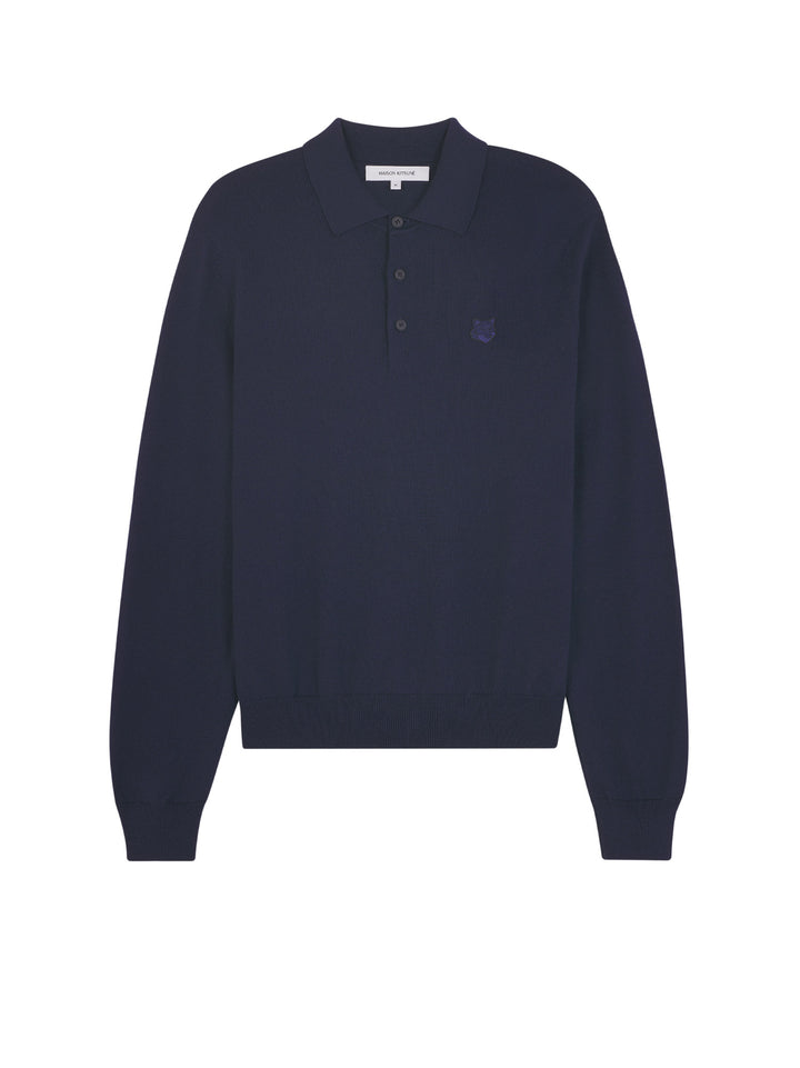 Wool polo shirt with embroidered Foxy patch on the front