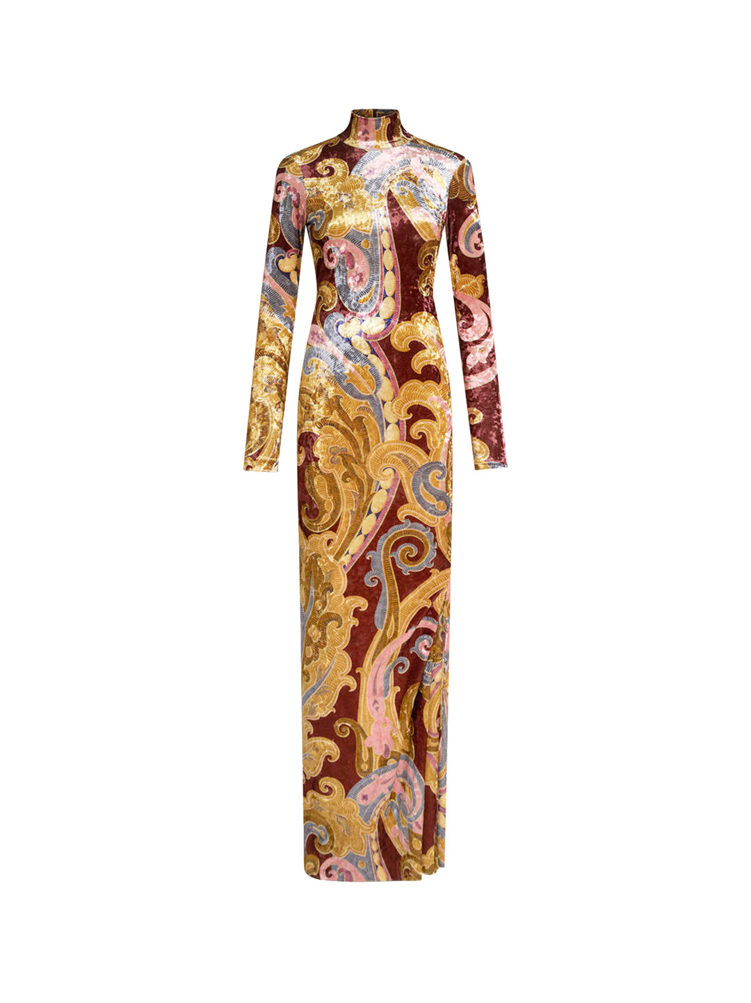 Stretch chenille dress with paisley motif