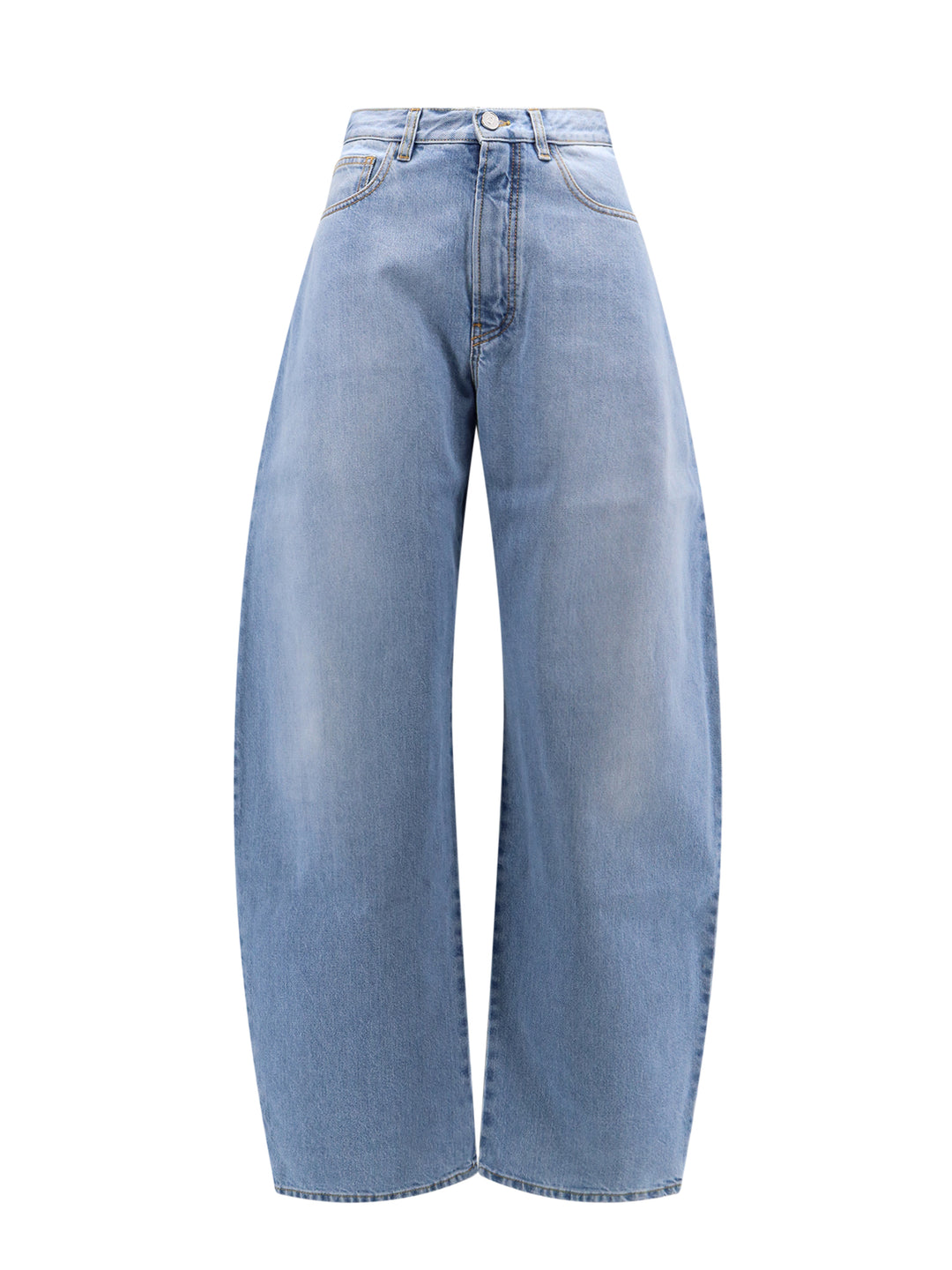 Cotton jeans with rounded effect