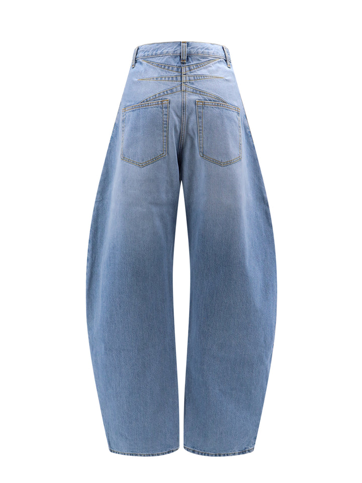 Cotton jeans with rounded effect