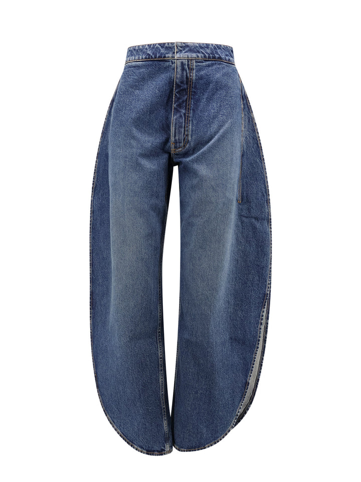 Cotton jeans with rounded profile