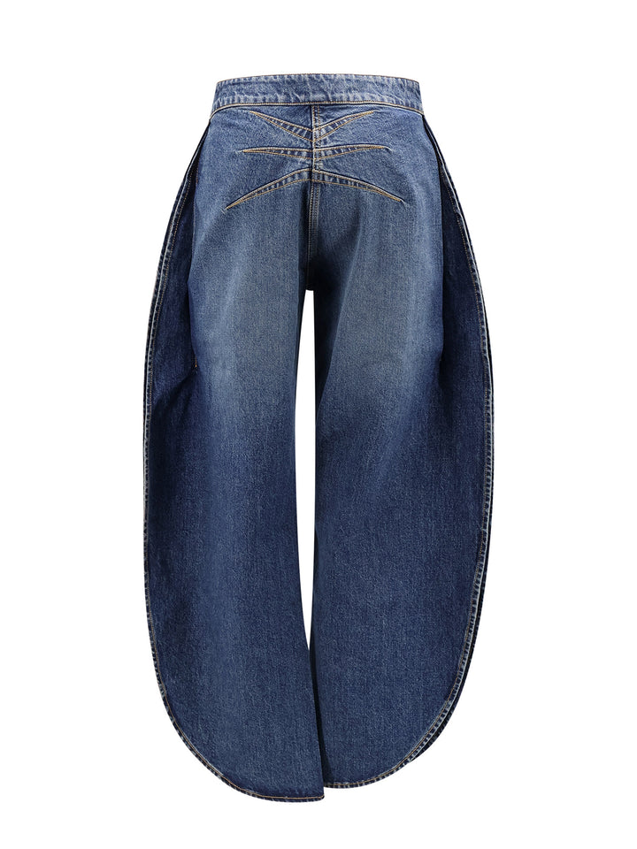 Cotton jeans with rounded profile