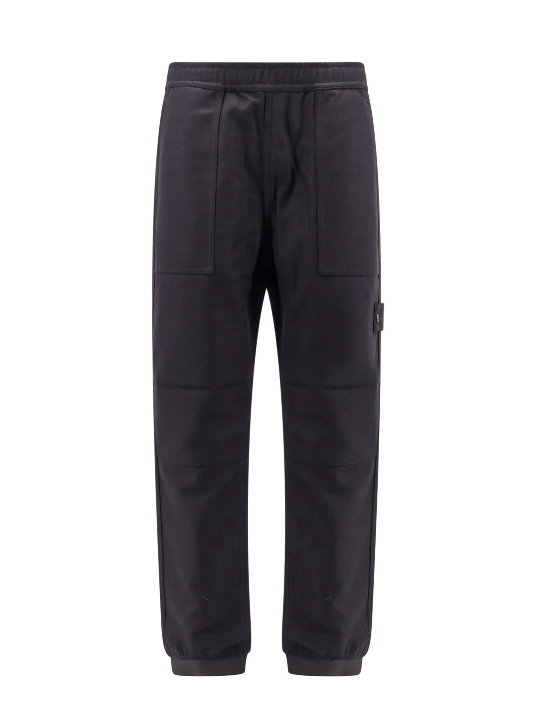 Virgin wool blend trouser with logo patch