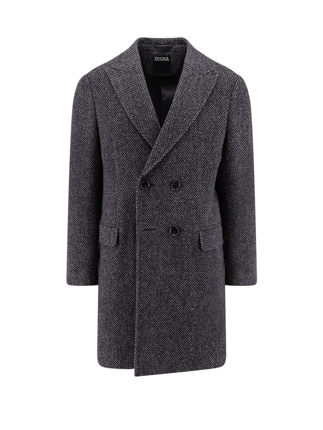 Micropattern wool and cashmere coat