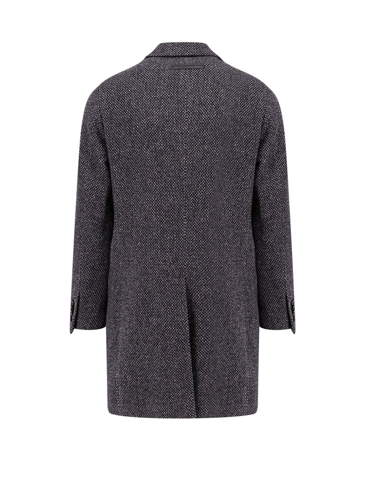 Micropattern wool and cashmere coat