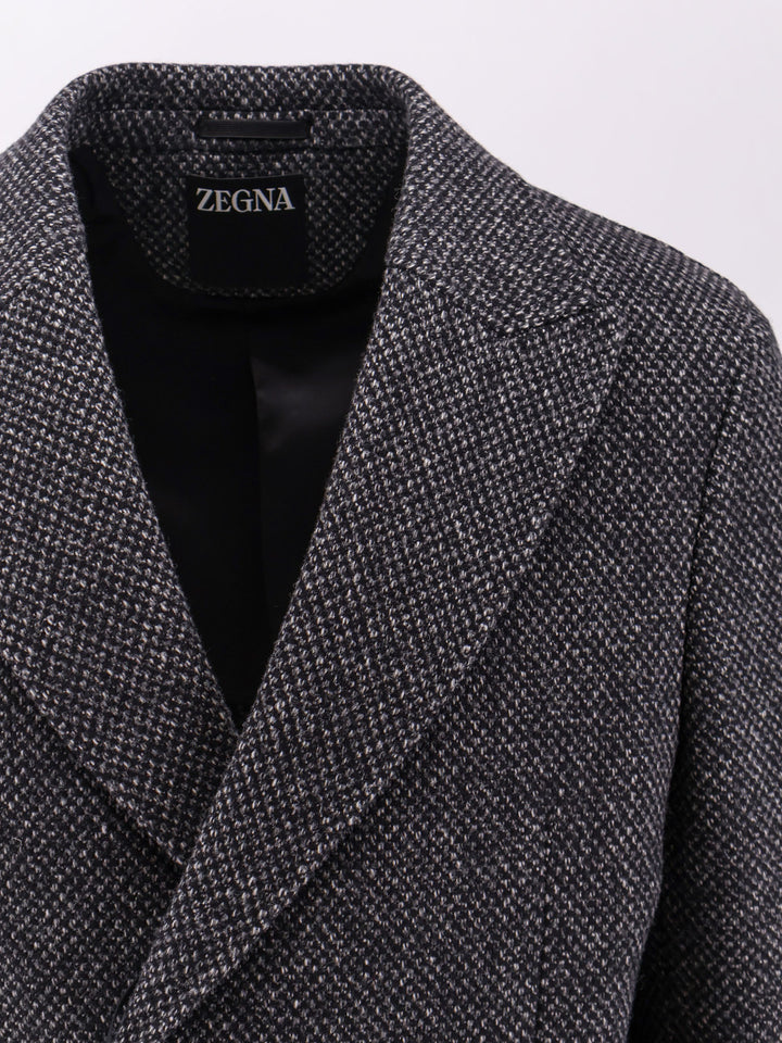 Micropattern wool and cashmere coat