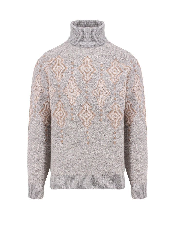 Alpaca blend sweater with Geometric motif