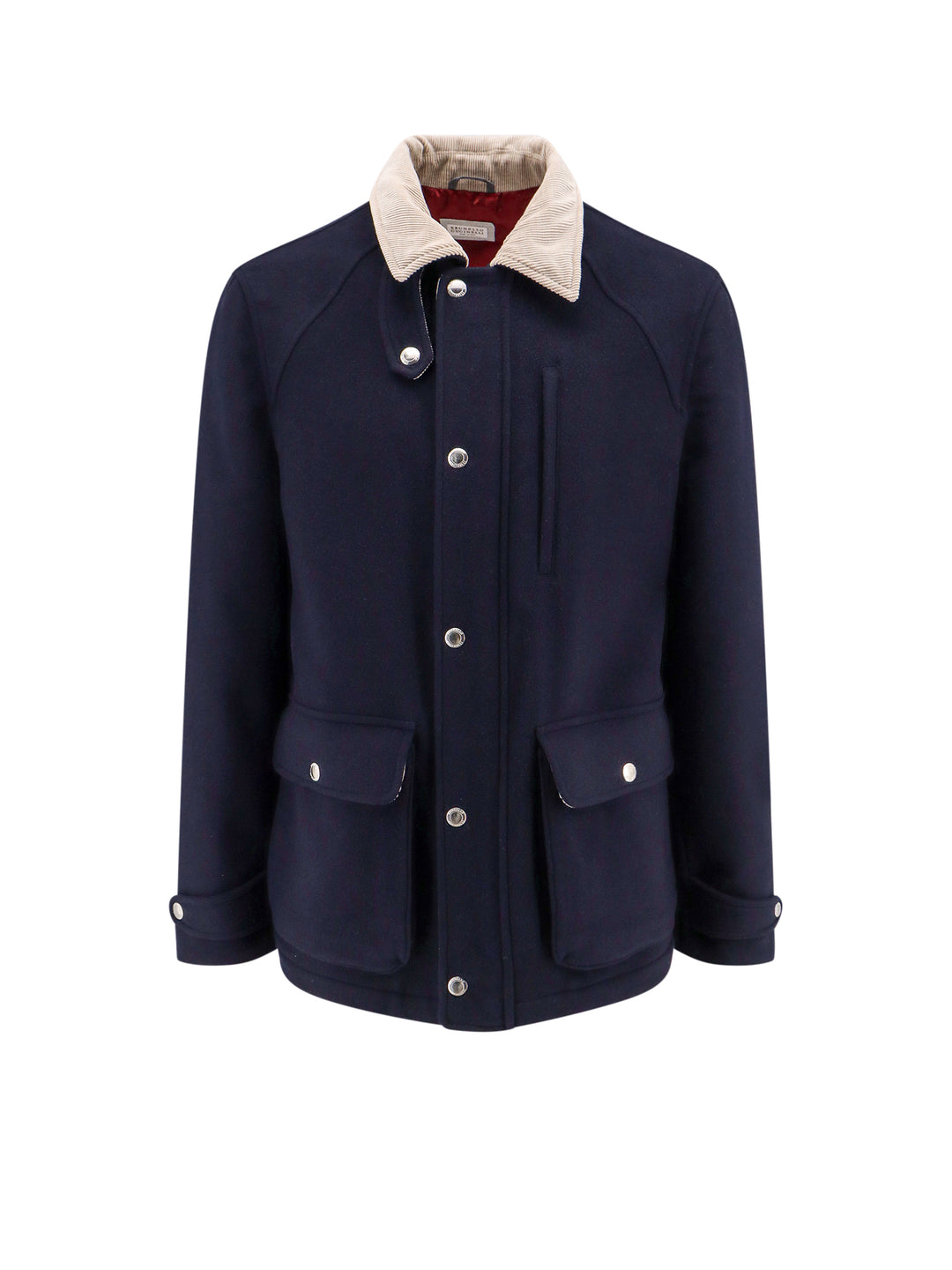 Wool jacket with corduroy collar