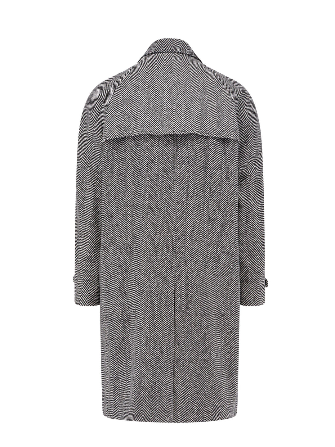 Wool coat with herringbone motif