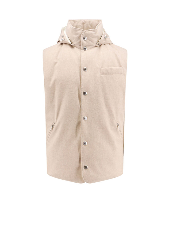 Padded sleeveless nylon jacket