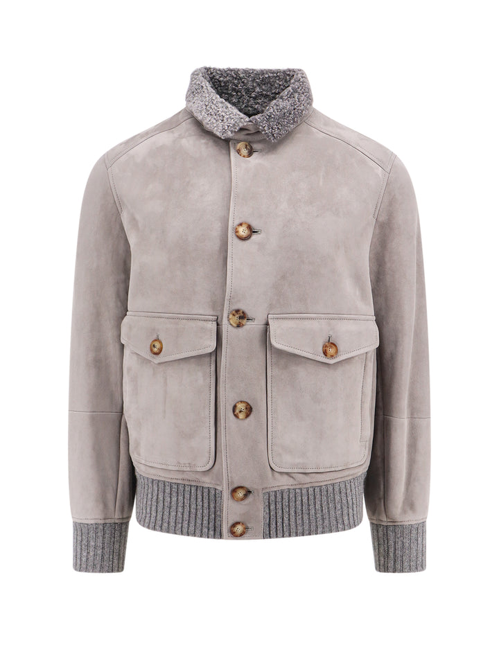 Sheepskin jacket with cashmere profiles