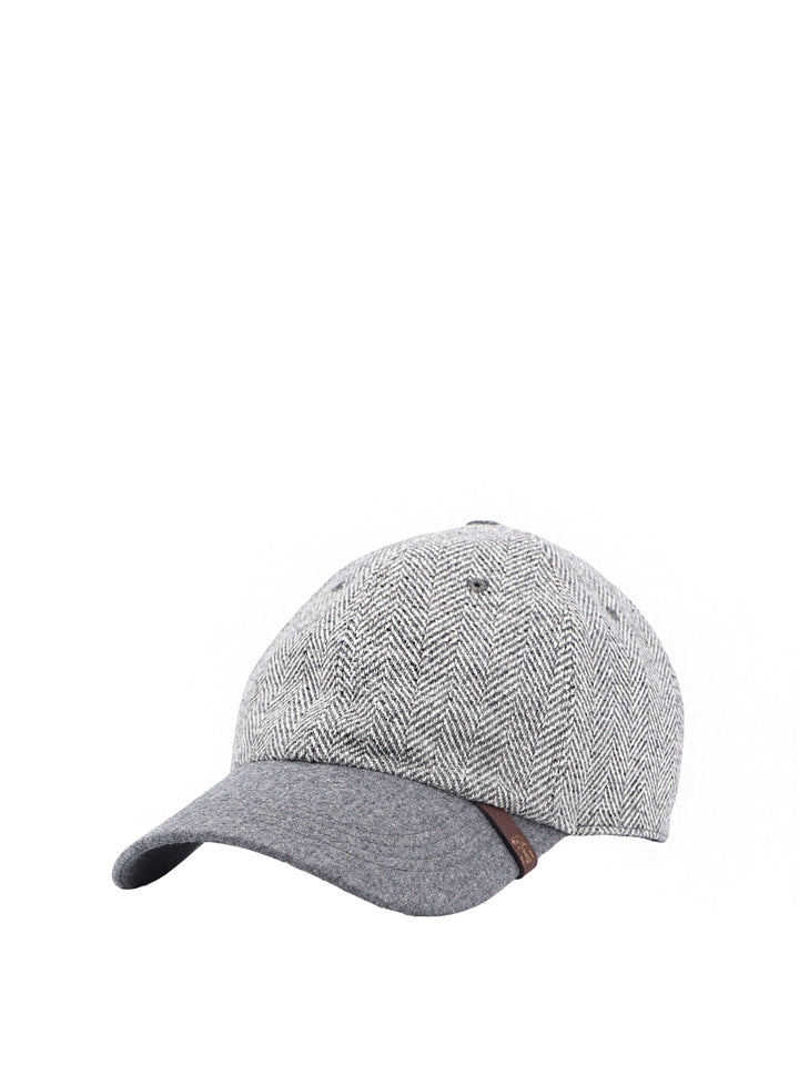 Peaked hat with herringbone motif