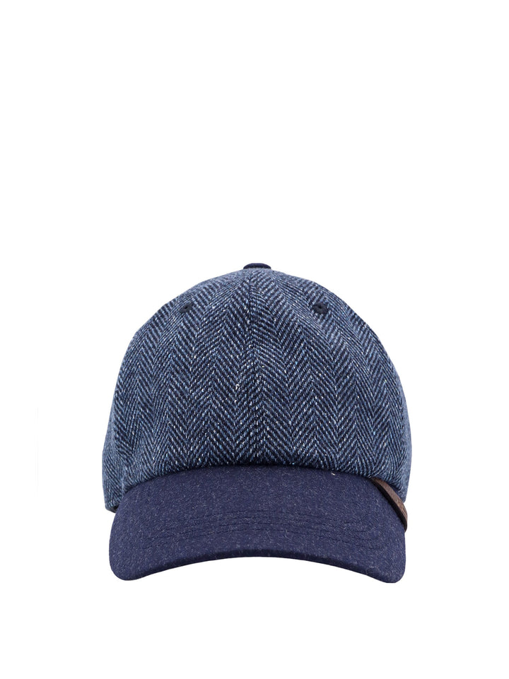 Peaked hat with herringbone motif