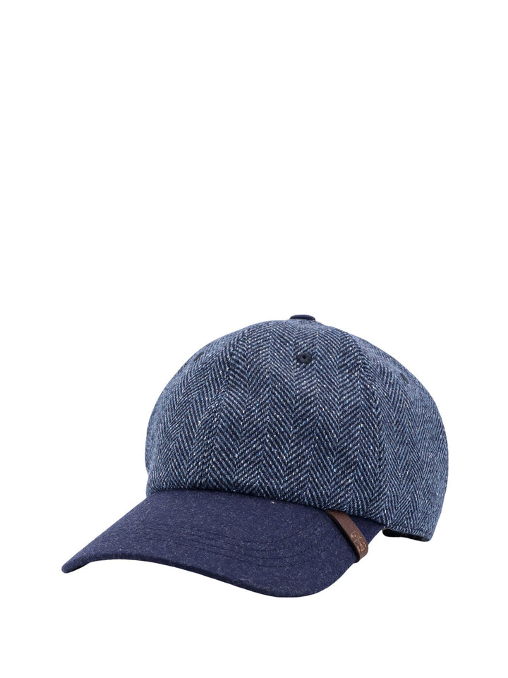 Peaked hat with herringbone motif