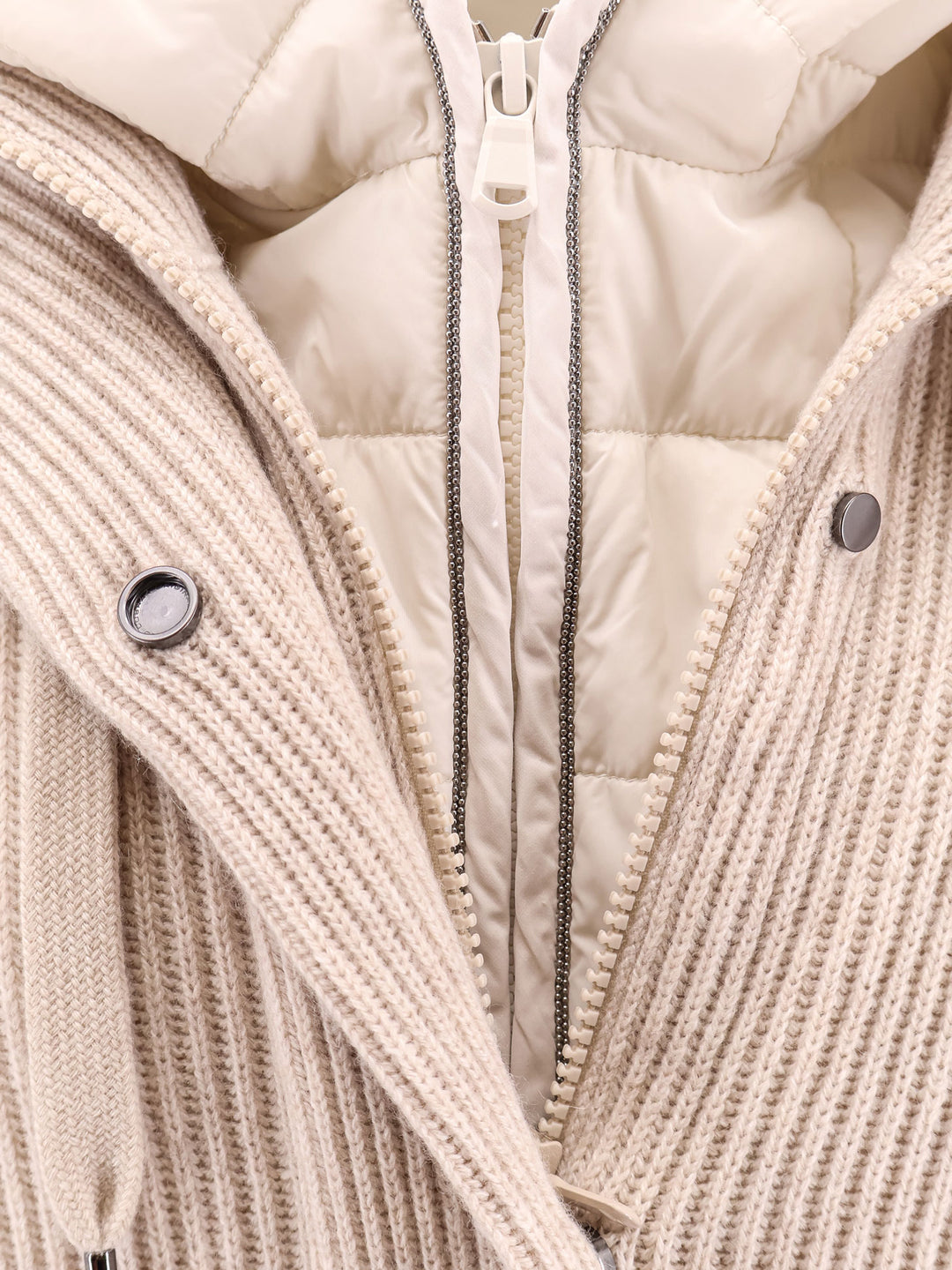 Ribbed cashmere jacket with internal padded vest