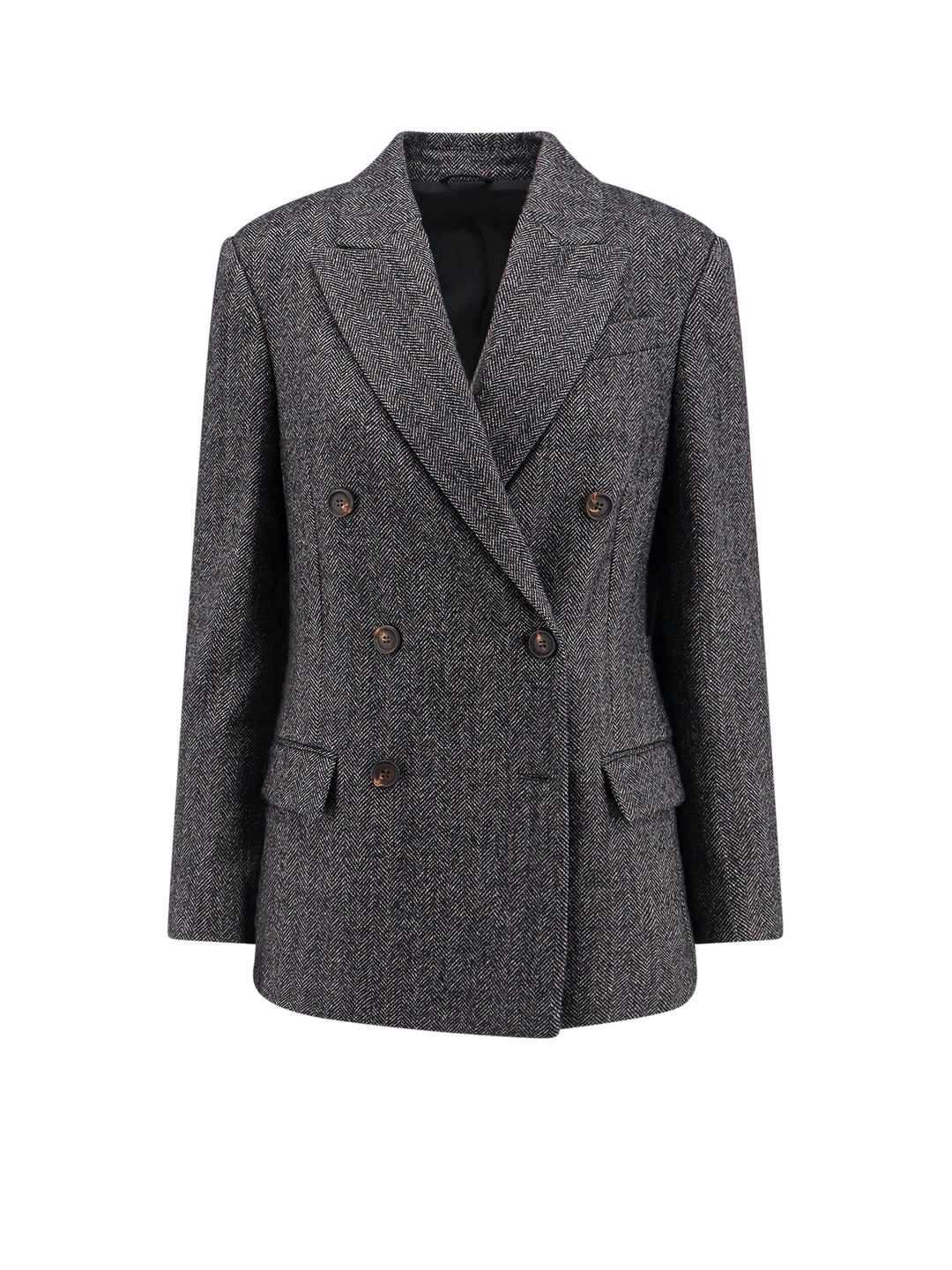 Wool blazer with herringbone motif