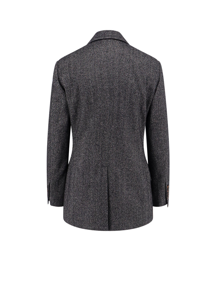 Wool blazer with herringbone motif