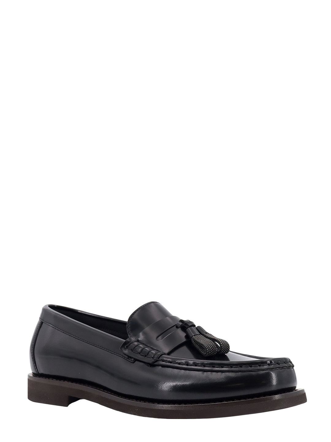 Patent leather loafer with Shiny Tassels