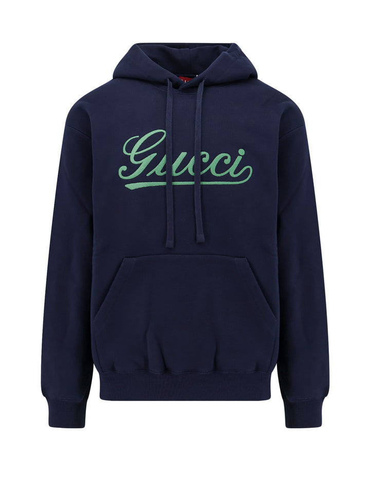 Cotton sweatshirt with Gucci embroidery on the front