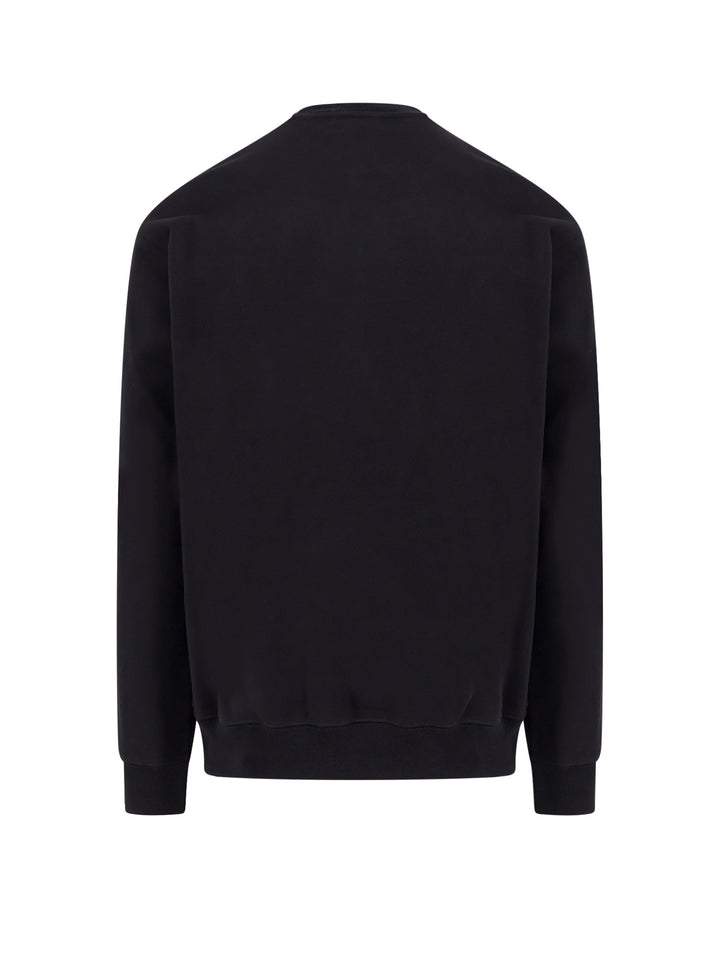 Cotton sweatshirt crew-neck with ribbed profiles and Gucci logo print on the front