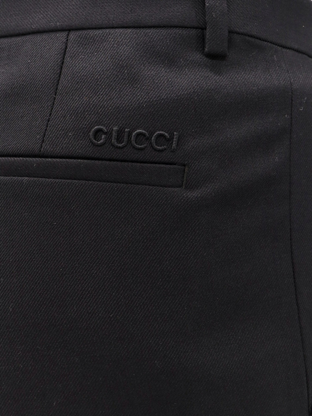 Wool blend trouser with ton sur ton Gucci emboridered logo