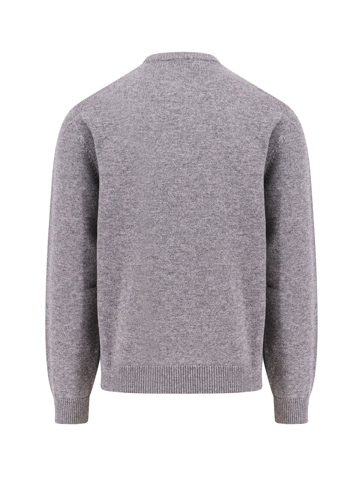 Wool crew-neck sweater with long sleeve and Gucci inlay on the front