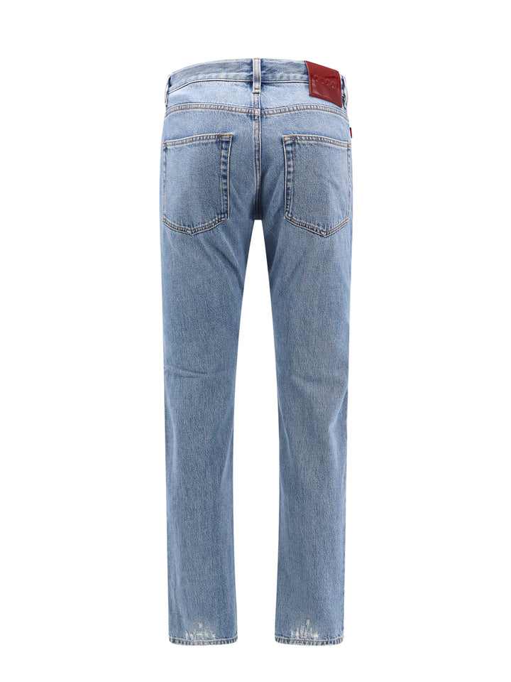 Cotton jeans with back logo patch